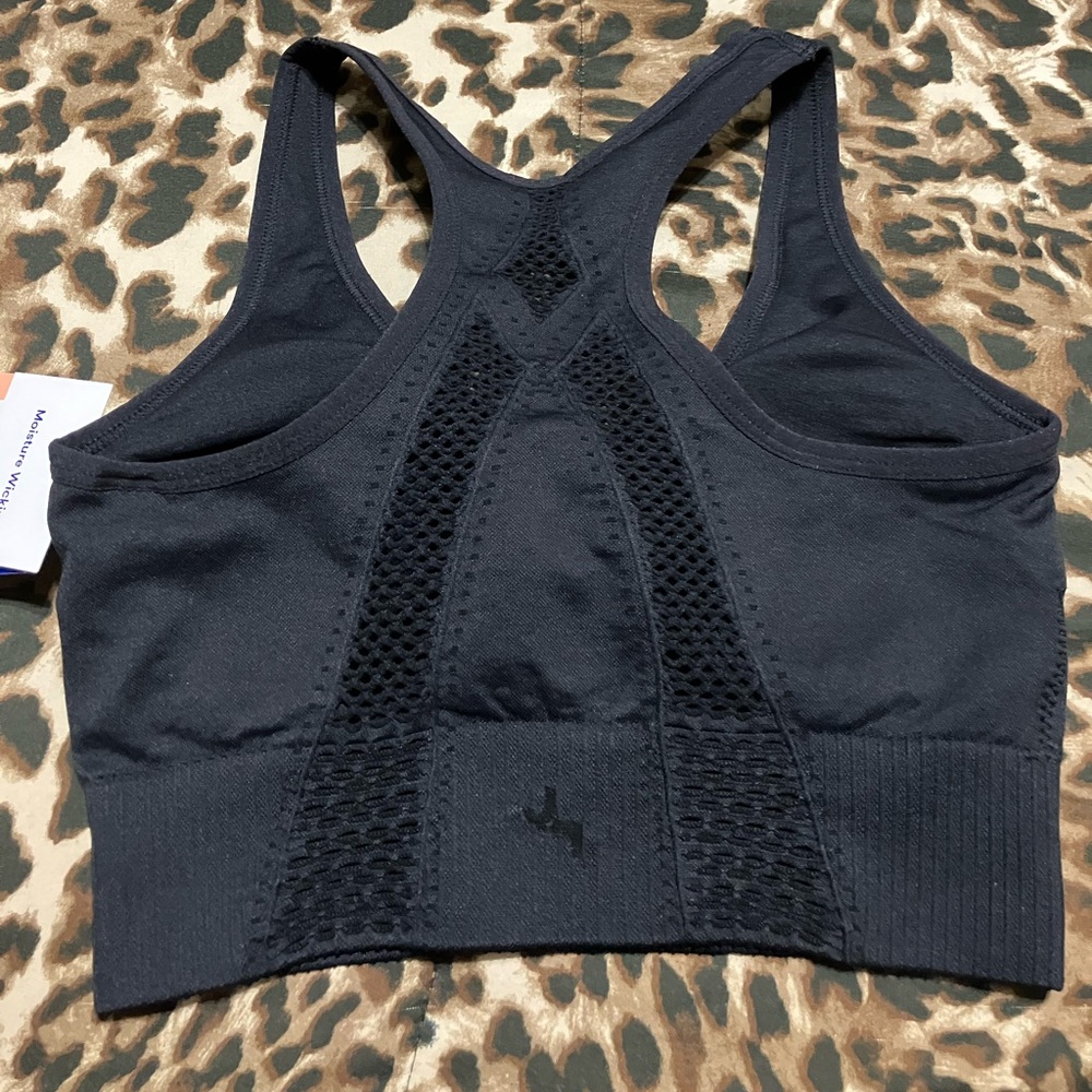 JoyLab Black Sports Bra with Ribbed Texture and Wide Straps - Picture 2 of 2